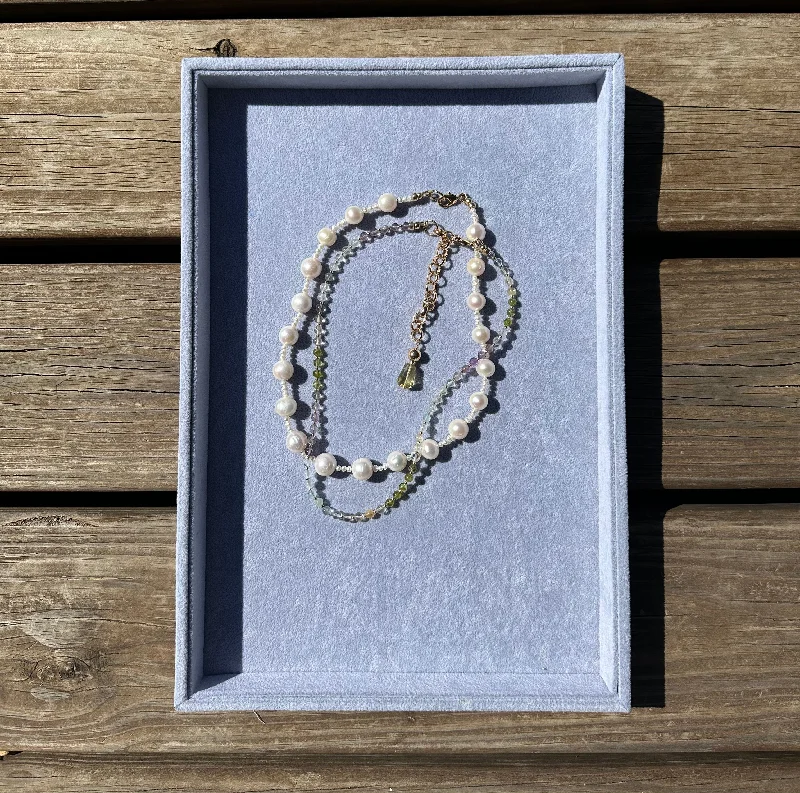 Élysées Pearl Necklace + Rainbow Gemstone Necklace BUNDLE