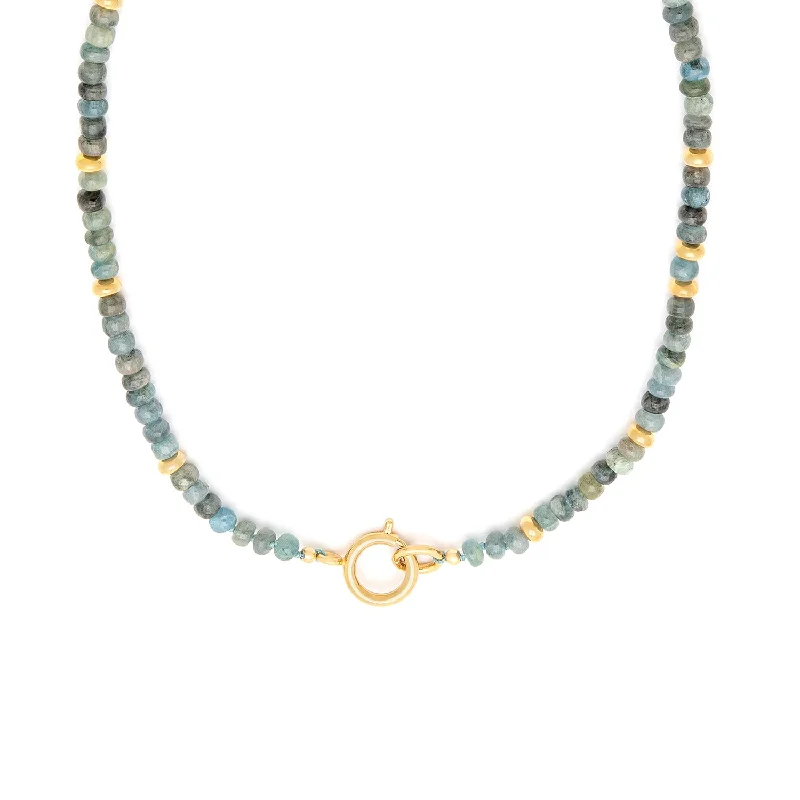 Gemstone Necklace | Smooth Moss Aquamarine