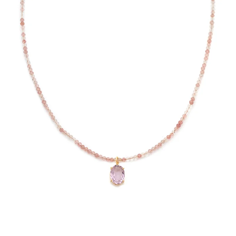 Jacquie Necklace | Strawberry Quartz & Amethyst