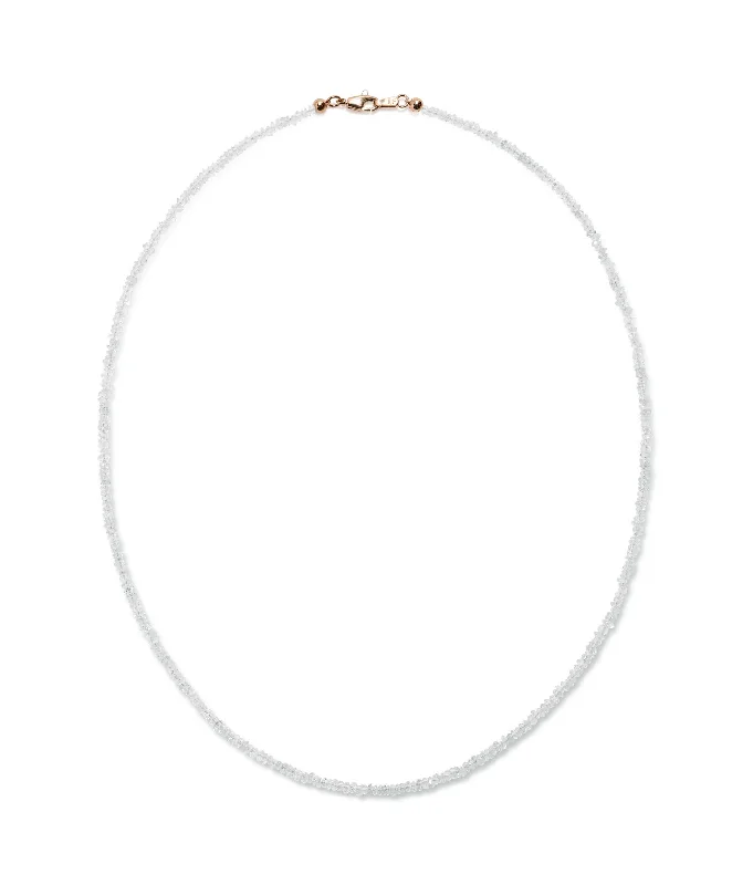 Tiny Beaded 14k Gold Necklace in Light Aquamarine