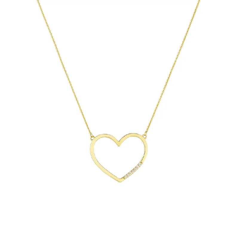 14k Gold Open Heart Pendant Necklace