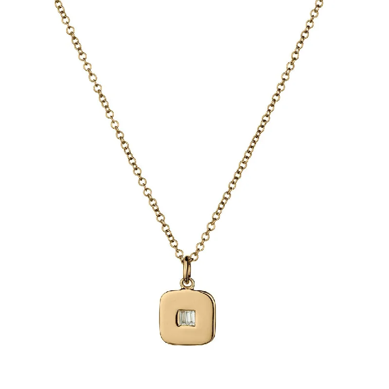 BAGUETTE DIAMOND ON SQUARE PENDANT NECKLACE