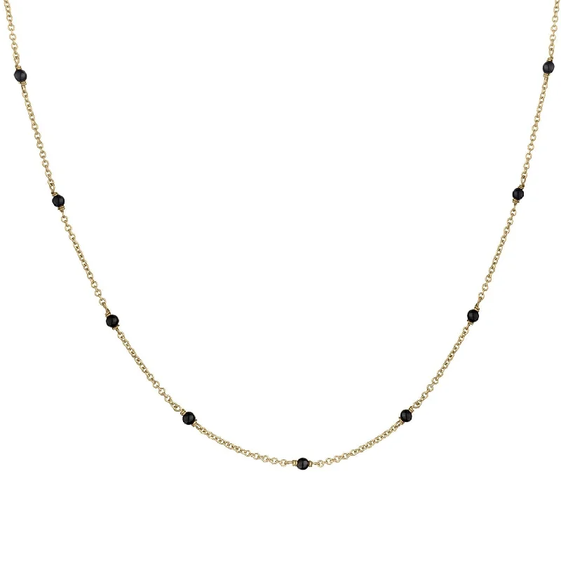 BLACK ONYX BEADED CHAIN NECKLACE