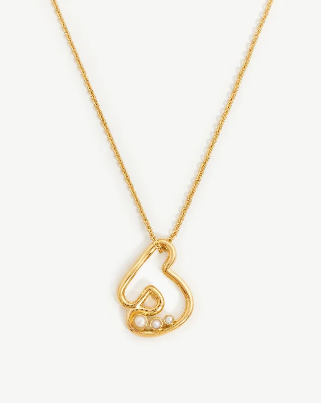 Chubby Pearl Initial Pendant Necklace  - Initial J | 18k Gold Vermeil/Pearl