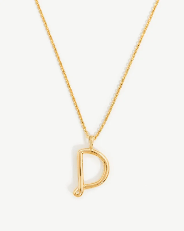 Curly Molten Initial Pendant Necklace - Initial D | 18k Gold Vermeil