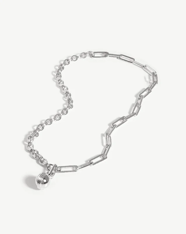 Deconstruked Axiom Small Sphere Chain Necklace | Silver Plated