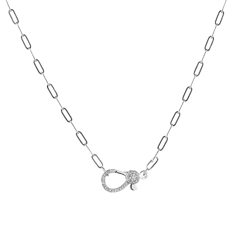 DIAMOND CLASP ON PAPERCLIP CHAIN