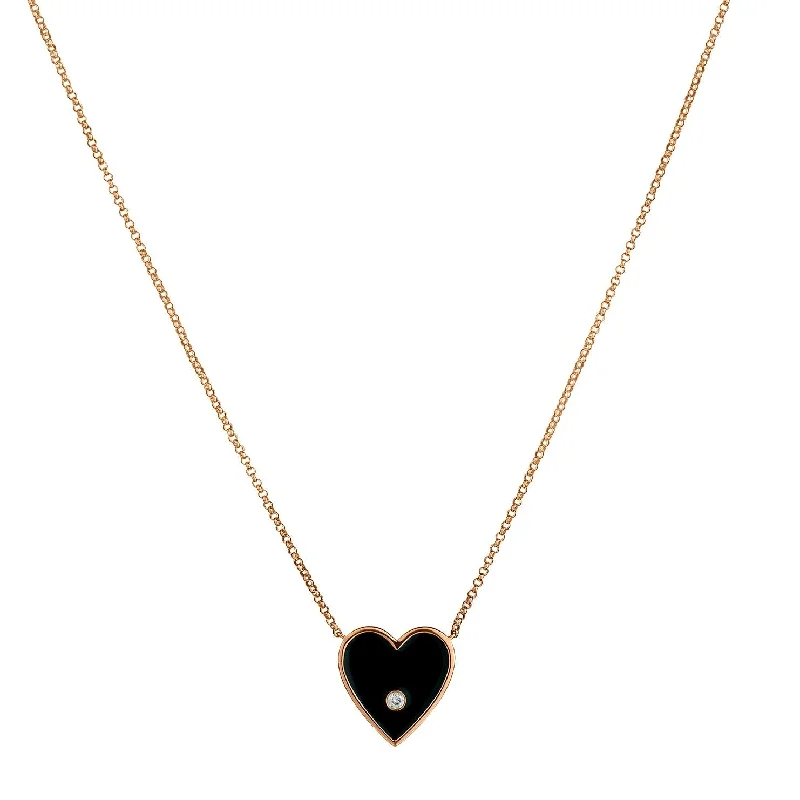 ENAMEL & DIAMOND HEART NECKLACE