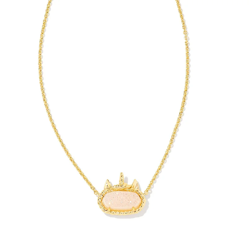 Kendra Scott Elisa Unicorn Gold Short Pendant Necklace in Iridescent Drusy