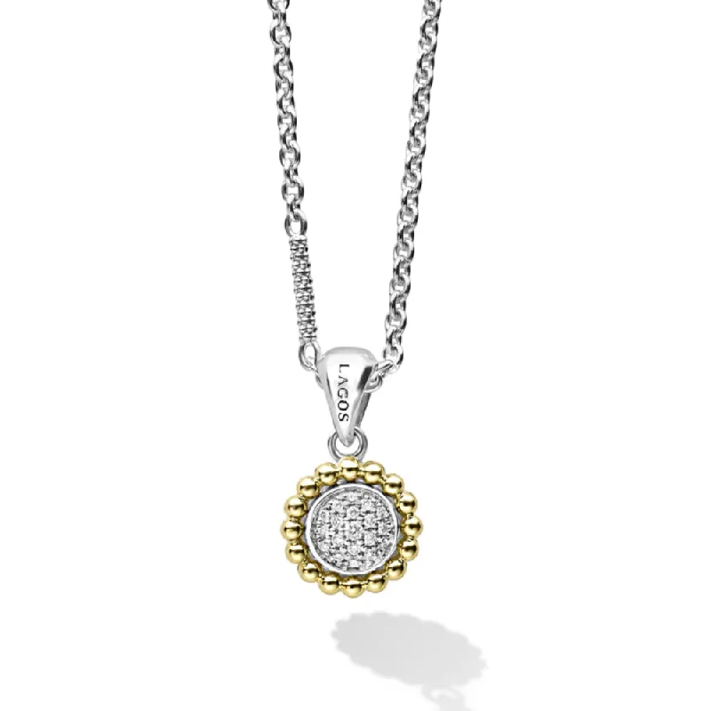 Lagos Caviar Lux Two-Tone Diamond Pendant Necklace