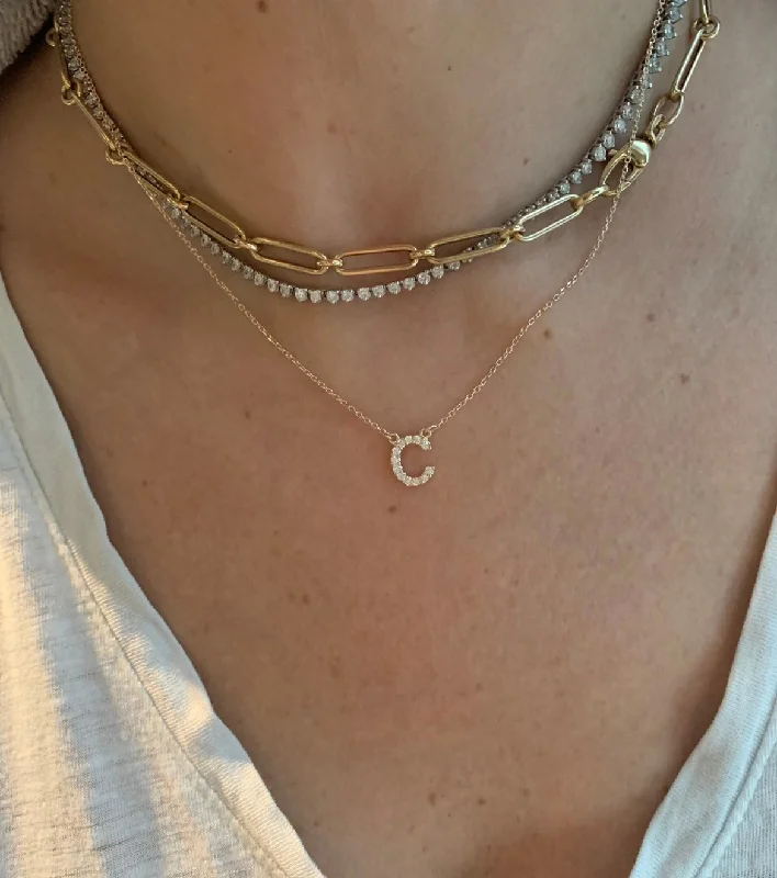 Large Diamond Initial Necklace