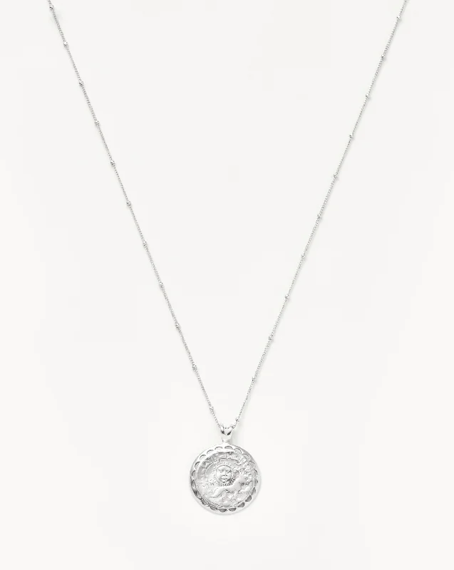 Lucy Williams Engravable Rising Sun Medallion Coin Necklace | Silver Plated