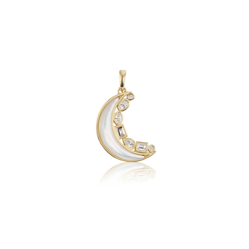 Mini Crescent Moon Inlay Pendant