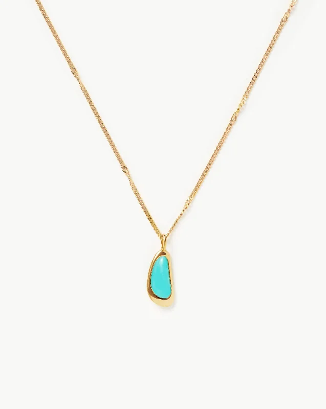 Molten Gemstone Bean Pendant Necklace | 18k Gold Vermeil/Turquoise