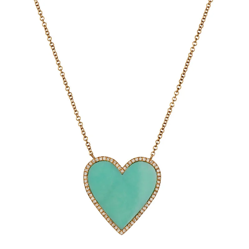 TURQUOISE & DIAMOND HEART NECKLACE