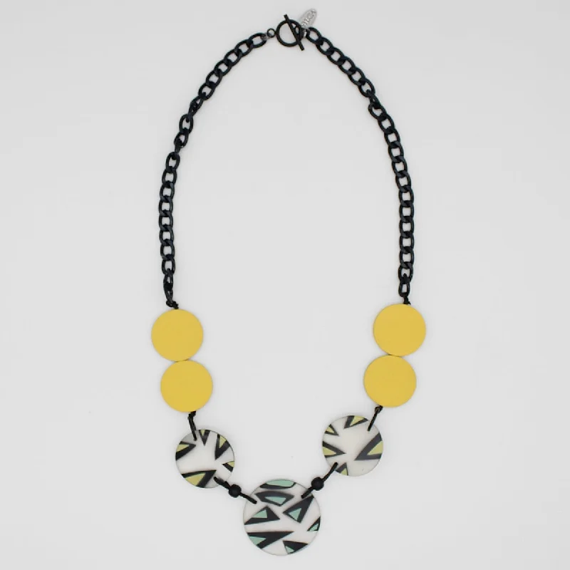 Yellow Retro Resin Statement Necklace