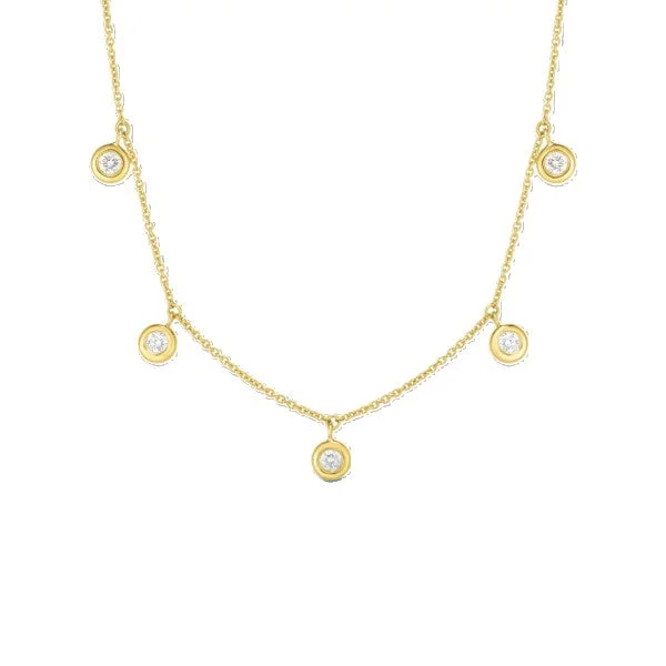 18K GOLD DIAMONDS BY THE INCH DANGLING FIVE STATION NECKLACE