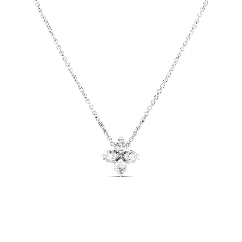 18K WHITE GOLD LOVE IN VERONA SMALL FLOWER DIAMOND NECKLACE