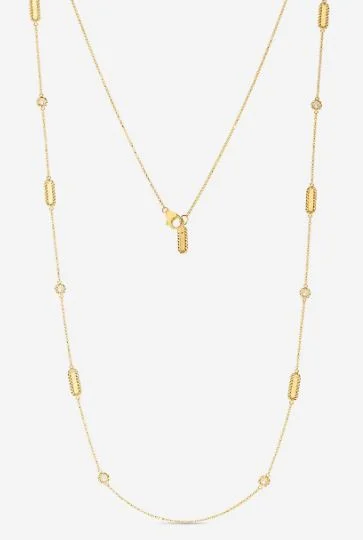 18k Yellow Gold & Diamond Station Necklace