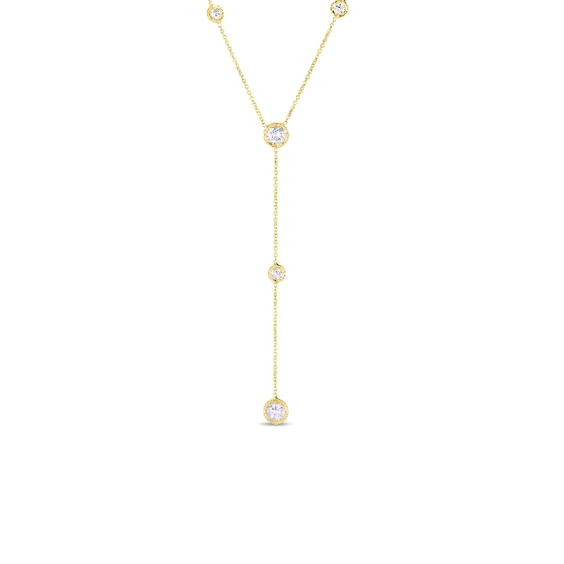 18K YELLOW GOLD DIAMONDS BY THE INCH 5 STATION ‘Y’ NECKLACE