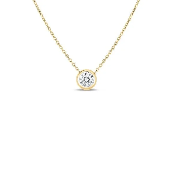 18K YELLOW GOLD DIAMONDS BY THE INCH BEZEL SET SOLITAIRE NECKLACE