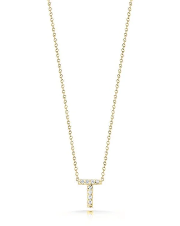 18K YELLOW GOLD TINY TREASURES DIAMOND LOVE LETTER “T” NECKLACE