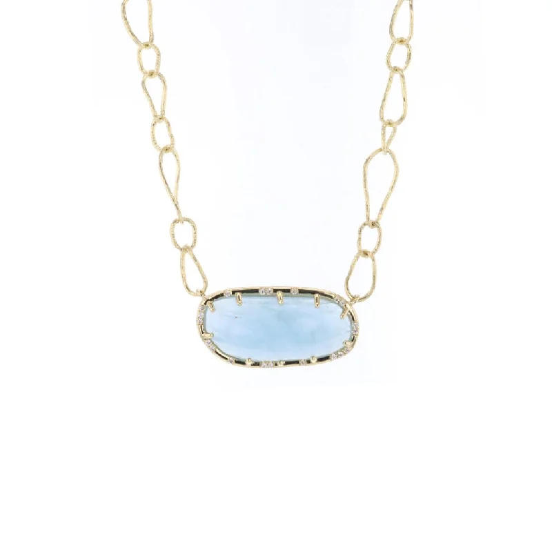 Aquamarine & Diamond Stationary Pendant Necklace | 10271199