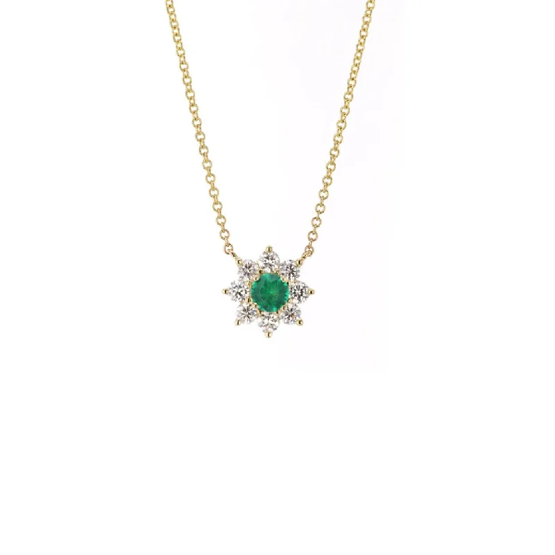 18" Emerald & Diamond Stationary Pendant Necklace | M10276710