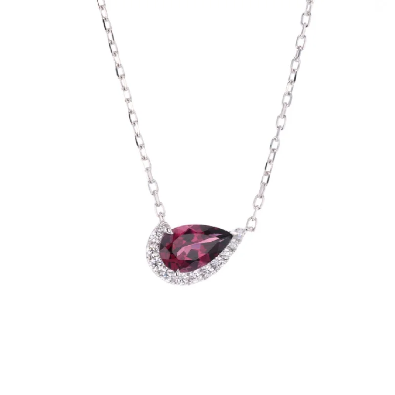 Garnet & Diamond Pendant Necklace