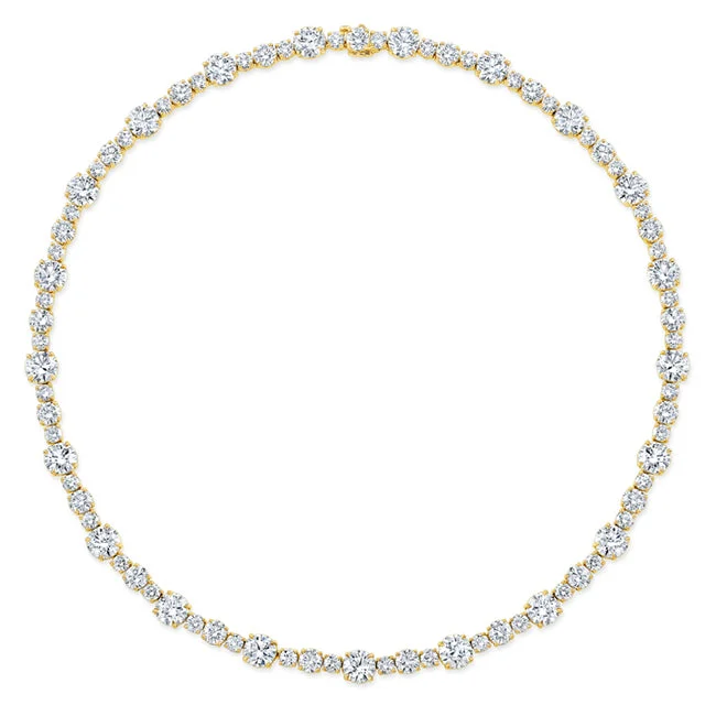 Round Diamond Alternating Necklace in 18kt Yellow Gold