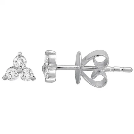 14K White Gold Diamond Trio Stud Earrings