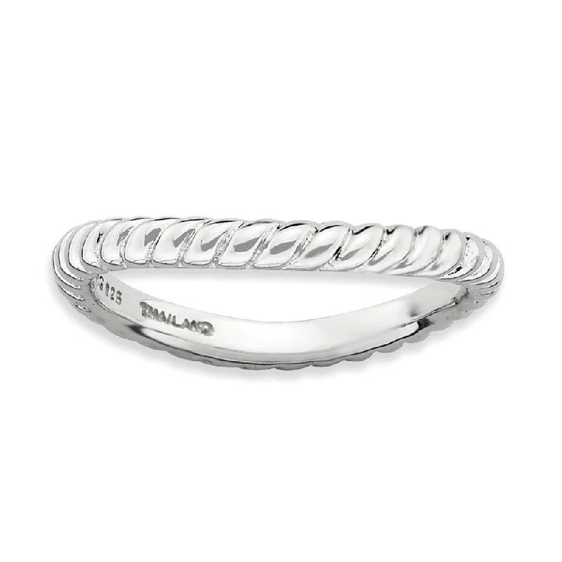 2.25mm Stackable Sterling Silver Curved Rope Band