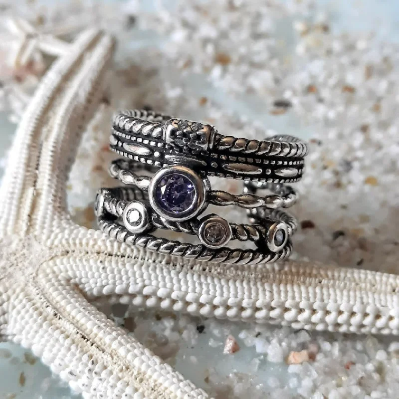 AMETHYST STACK - ADJUSTABLE 925 RING