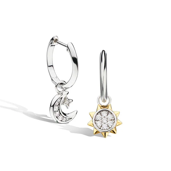 Celeste Pavé CZ Hoop Drop Earrings, Sterling and Gold Plating