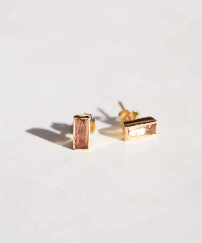 Emerald Cut Tourmaline Stud Earrings