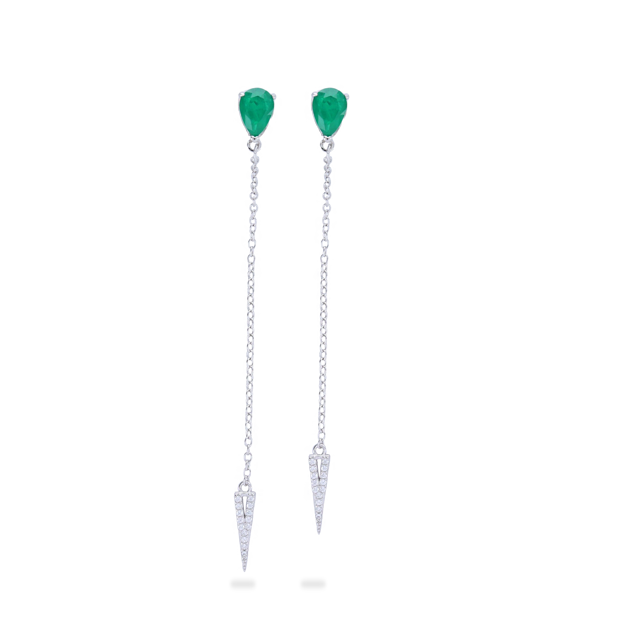 EMERALD DROP CHAIN EARRINGS