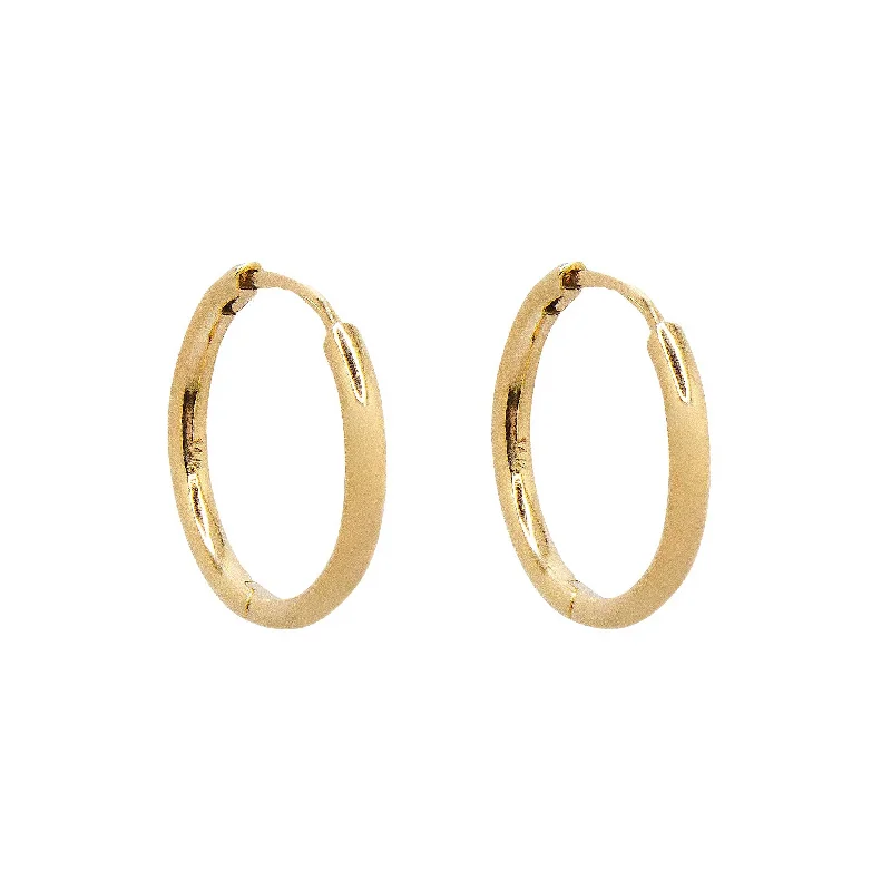 Hinged Solid Hoop Earrings, .65 Inch, 14 Yellow Gold