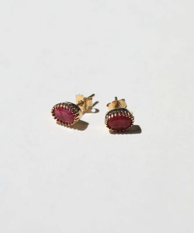 Milgrain Ruby Stud Earrings