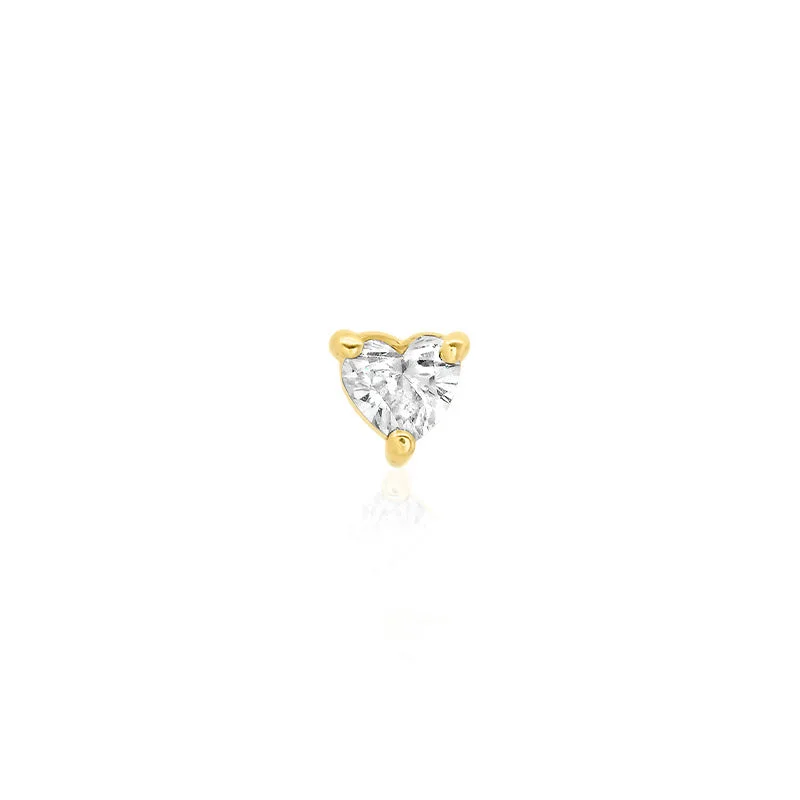 Single Heart-Cut Diamond Stud