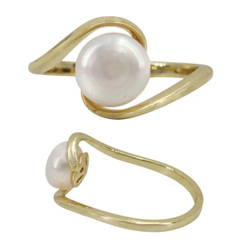 Sterling silver with gold, 8mm pearl ring with 2mm band.