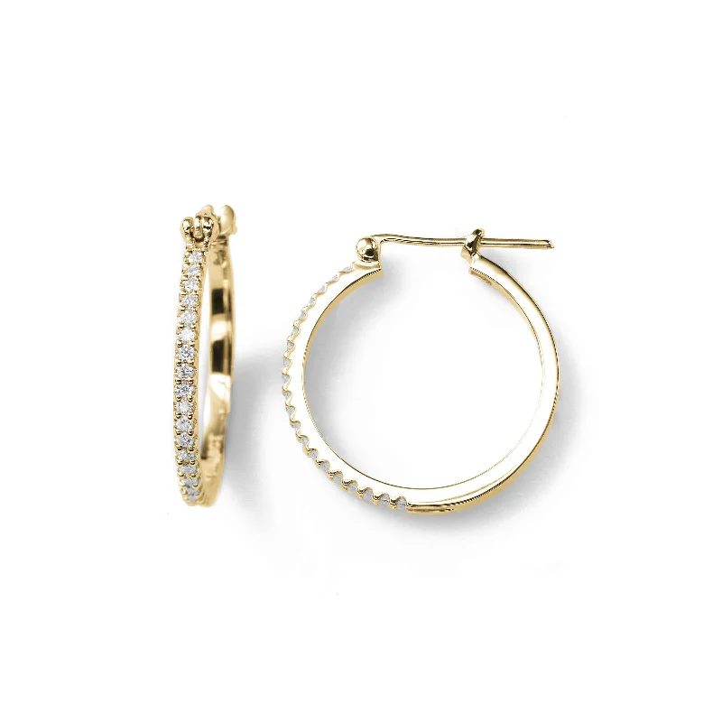 Thin Diamond Hoop, .16 Carat, Prong-Set, 14K Yellow Gold