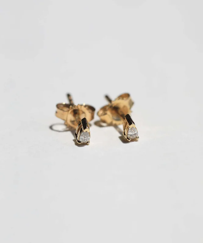 Tiny Pear Diamond Stud