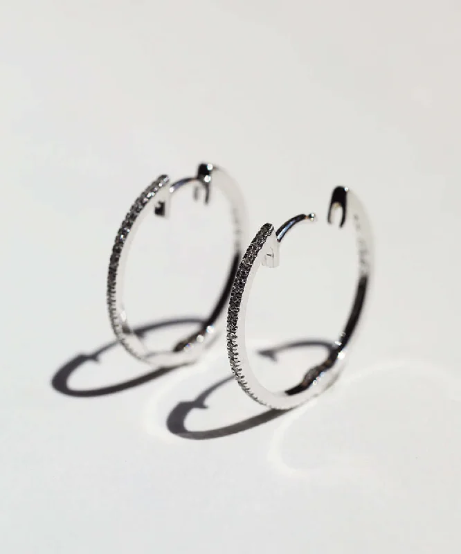 White Gold Diamond Hinged Hoops