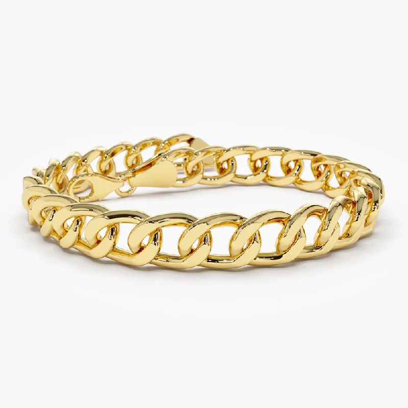 14K 10MM Curb Cuban Link Bracelet