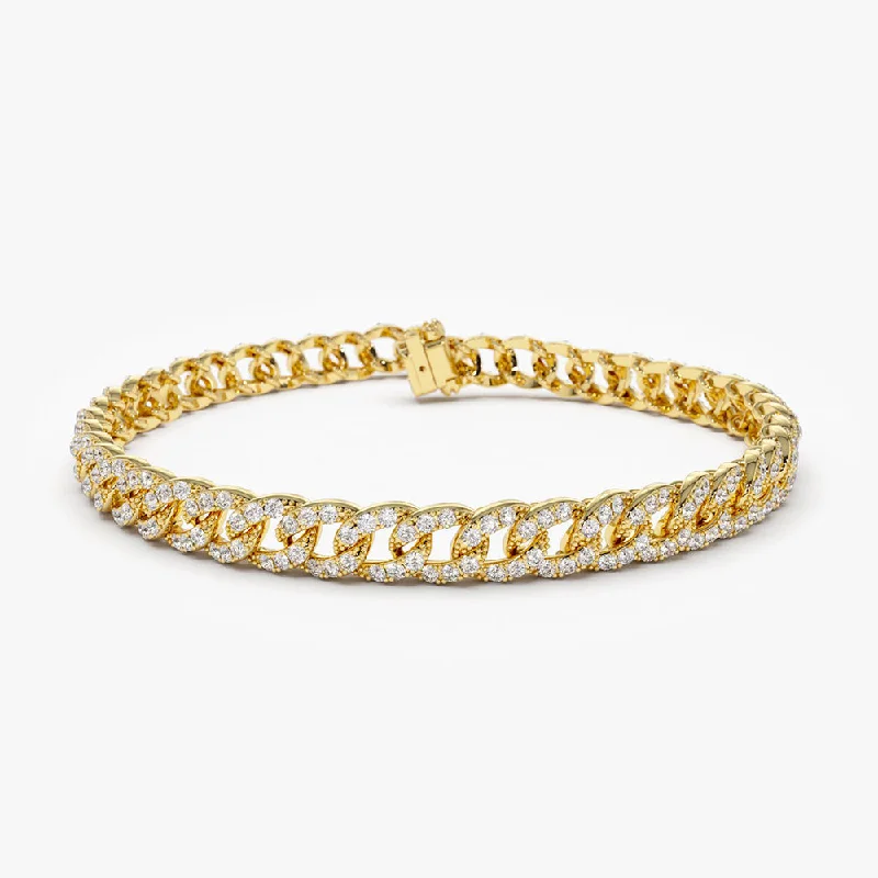 14k 4.8MM Diamond Cuban Link Bracelet