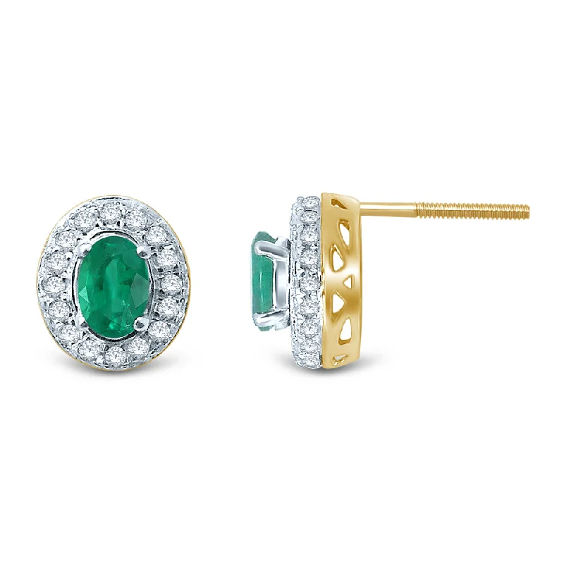 14K Diamond EMERALD Earring