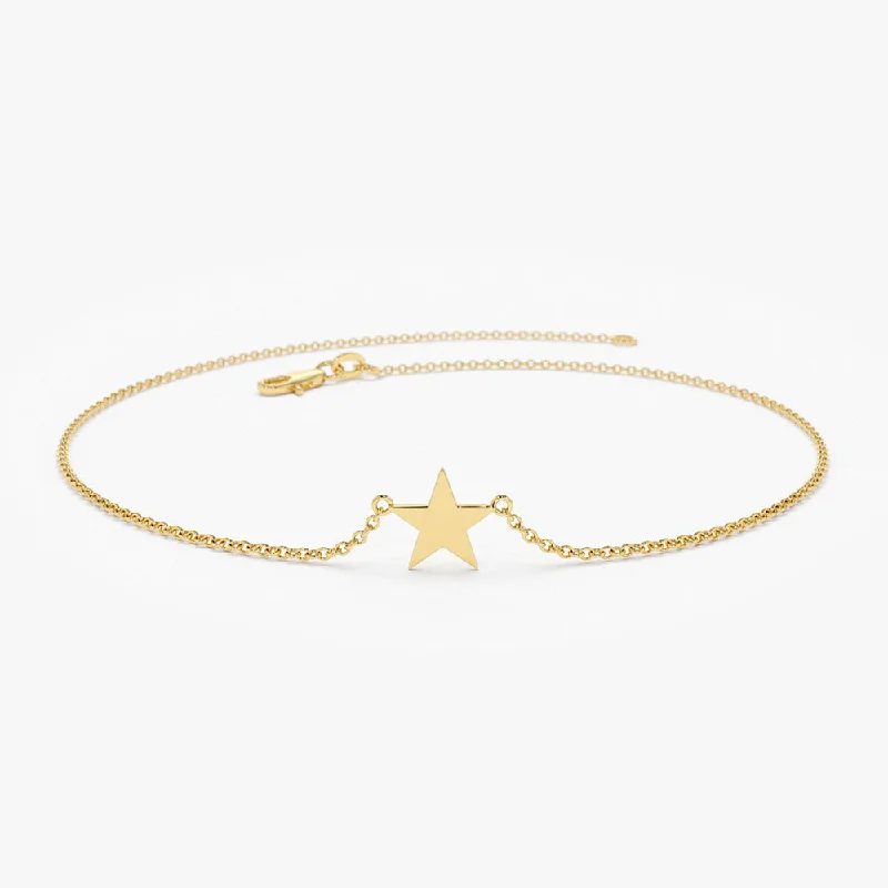 14K Gold Lucky Star Charm Bracelet