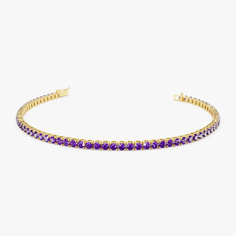 14k Prong Setting Amethyst Tennis Bracelet