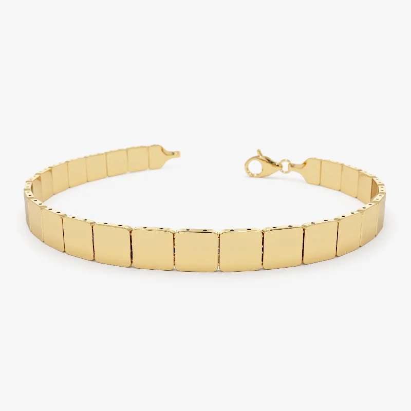 14k Gold Square Link Stacking Bracelet