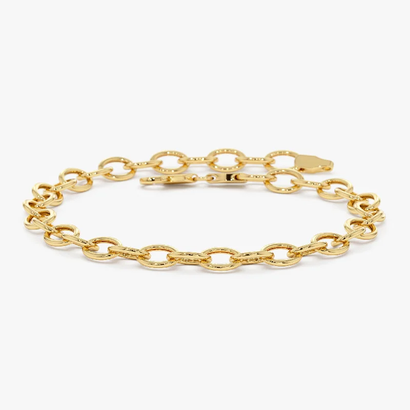 14k Oval Link Cable Chain Bracelet